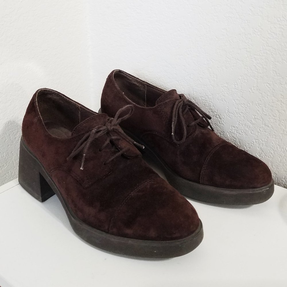 Vintage Hush Puppies Block Heels Oxford Shoes